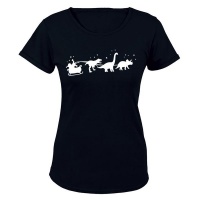 BuyAbility Santas Dinosaur Reindeers Christmas Ladies T Shirt