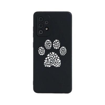 Samsung Black Printed Dog Paw Heart Pattern Phone Case for Galaxy S21