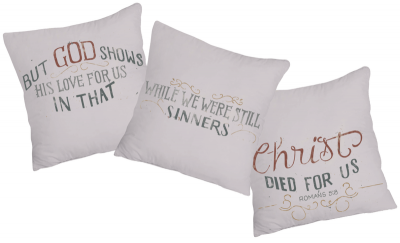 Photo of PepperSt Scatter Cushion Cover Set - Romans 5:8 - Christ Died for Us - Set of 3