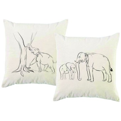 Photo of PepperSt – Scatter Cushion Cover Set – Elephants Sketch