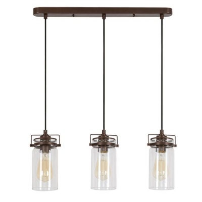 Photo of Zebbies Lighting - Linden - Antique Brown 3 Light Pendant with Clear Glass