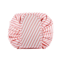 Large Capacity Drawstring Cosmetic Bag Pink Stripes
