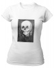 PepperSt Ladies White T-Shirt - Optical Illusion - Mirror Skull Photo
