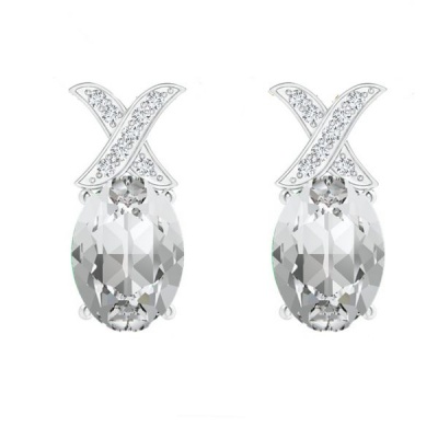 Photo of Civetta Spark Oval XO Earrings- Made with Swarovski Clear Crystal Rosegold
