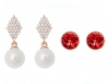 Civetta Spark Harper & Chene Studs with Swarovski Ruby Crystal Rose Photo