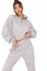 I Saw it First - Ladies Grey Wet-Look Quilted Half Zip Sweater Photo