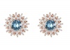 Civetta Spark Poppy Studs-With Swarovski Aquamarine Crystal Rose Photo
