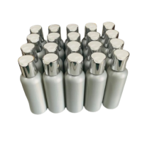20 x 100ml Grey HDPE Bottles With Silver White Flip Caps