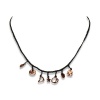 No Memo - Charcoal "Fancy" Braided Choker or Necklace With Charms - 42cm Photo