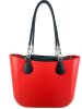 Eva Classic Handbag Red PU Leather Black Inner Black Handles Photo