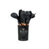12 Pieces Silicone Cooking Utensils Set with Wooden Handle - Dark Gray Photo