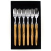 André Verdier Laguiole Olive Wood Handle 6 Piece Fork Set in Black Box Photo
