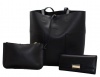 Fino BK-114 5696 Faux Leather 3" 1 Tote Bag & Pouch Set with Purse Photo