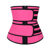 Waist Training Corset Double Strap and Zip Pink