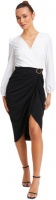 Quiz Ladies Black Wrap Contrast Midi Dress