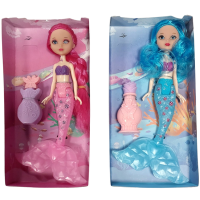 Sister Mermaids Swimming Pink and Blue