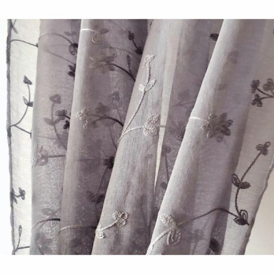 Photo of Matoc Designs Matoc Readymade Short Curtain 110cmW x 120cmH - Voile - Taped - Dove Floral 2 Pack