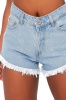 I Saw it First - Ladies Light Blue Frayed Hem Denim Shorts Photo