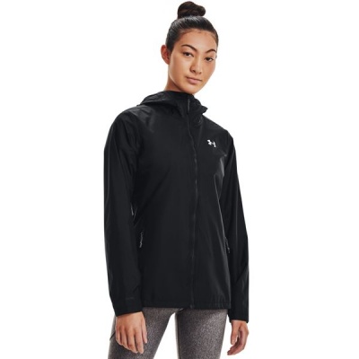 Under Armour Womens Forefront Rain Jacket BlackGhost Gray