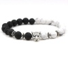 Argent Craft Lava Stone & Howlite Bracelet with Leopard Head - Silver Photo