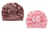 Velvet Rose Baby Girl Turban - Dusty Pink & Pink Photo
