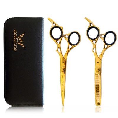 Photo of Pro Scissors Professional Barber Hairdressing and Thinning Shears 6.5" Gold Edition Set