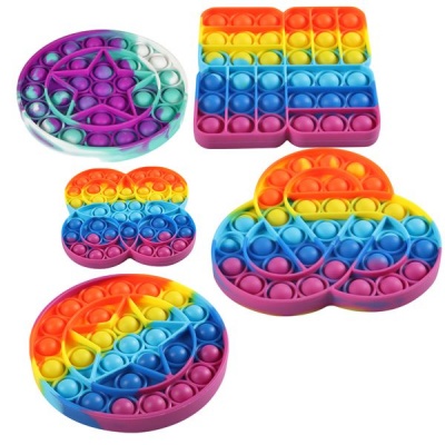 Party Pop Fidget Stress Toy Rainbow Push It Bubble set of 5 Rainbow