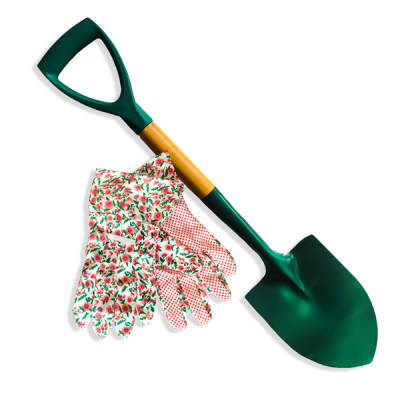 Photo of Grovida Flower Pink & Green Garden Gloves and Small Garden Shovel Combo