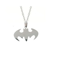 Men Silver Stainless Steel Batman Necklace