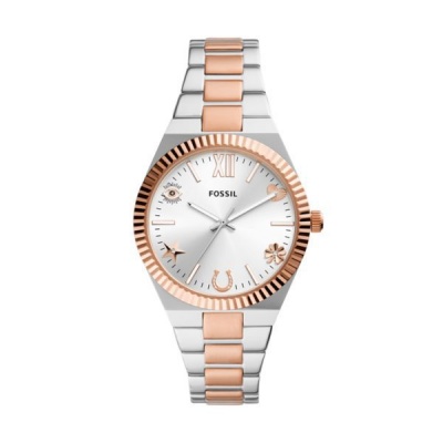 Fossil Womens Scarlette Three Hand Two Tone Stainless Steel Watch ES5261