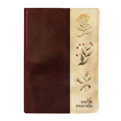 Photo of My Sarie Marais A4 Genuine Leather sleeve for a Legal pad with botanical rose Inlay