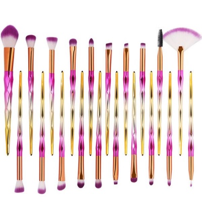 Photo of 20 Piece Facial Make Up Synthetic Brush Set - Gradient Pink & Green