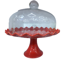 Luxurious Glass Cake Stand Red
