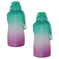 Maisonware 38L Giant Motivational Water Bottle Green and Purple 2 Pack