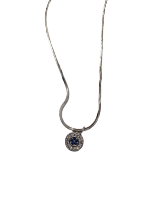 Photo of YALLI - Silver Rope Chain with Round Diamante Pendant