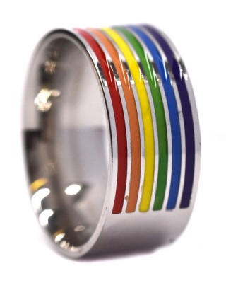 Photo of Androgyny rainbow steel ring