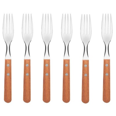 Photo of Tramontina 6 pieces Table Forks Natural Wood Handles