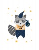 Wall Décor Canvas Art Prints for Baby Nursery: Grey Raccoon and Lion Photo