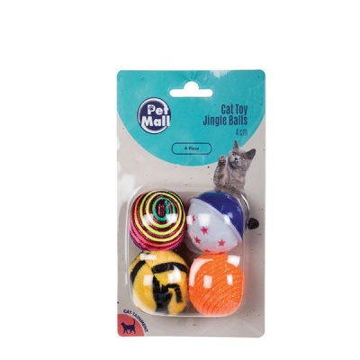 Cat Toy Jingle Balls Assorted Colours 4cm 4 Pieces 8 Pack