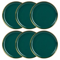 Dream Home Premium Quality Modern Porcelain Dish Green and Golden Rim Dinnerware 26cm