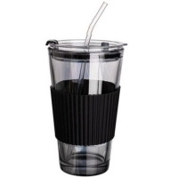 Home Portable Airtight Coffee Travel Mug Bottle With Straw 450ml 15 x 9cm