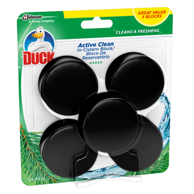 Duck Active Clean In The Cistern Toilet Cleaner Block Green Pack of 5 x 45g