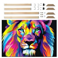 Spoonkie Canvas and DIY Frame Kit Modern Abstract Paint Colourful Lion