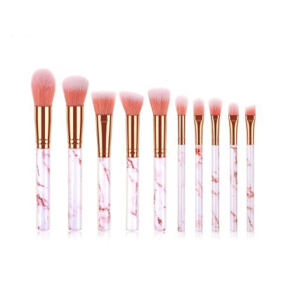 Photo of Optic 10 Pieces Marble Makeup Brushes Set - Pink