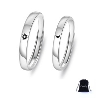 SilverCity Adjustable Moon and Sun Couple Ring Set Sterling Silver Plated