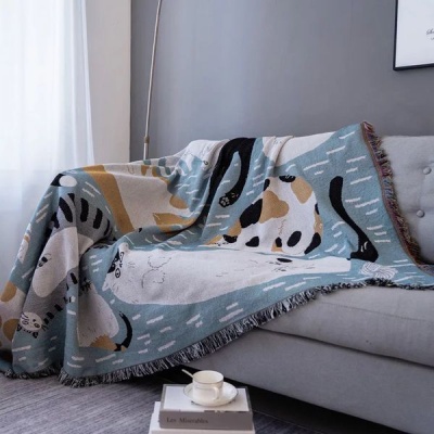Photo of Linen Boutique Double-side Woven Throw Blanket Sofa Cover - Dogs