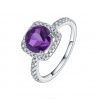 Classic Amethyst Halo Ring - Round Brilliant Cut Photo