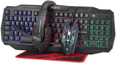Soul Tech Gaming Combo Set Xtrike Me 4 1 Keyboard Mouse Headset and Mouse Pad