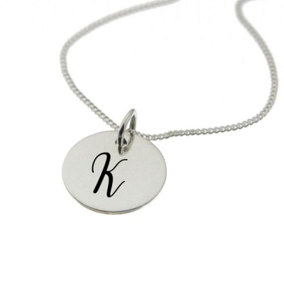 Photo of Alphabet by Swish Silver "Engraved Initial - K on 15mm sterling silver disc"