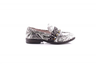 Photo of Women's black and white leather loafer